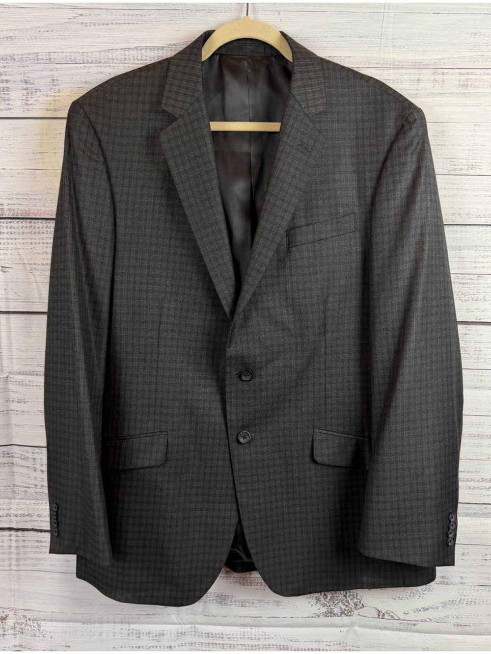 KENNETH COLE gray check plaid mens suit jacket blazer 44R NWOT